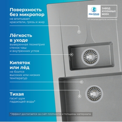 Мойка кухонная POLYGRAN BRIG 870 (серый №14)